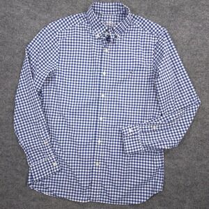 Vineyard Vines On The Go Performance Shirt Mens S Blue Gingham OTG Long Sleeve